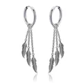 1PC Vintage argent plume feuilles gland boucles d'oreilles pour femmes hommes européen à la mode