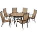 Hanover Monaco 7-Piece Outdoor Dining Set with 6 Sling Dining Chairs and a 60-in. Tile-Top Table