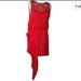 Free People Dresses | Free People Chili Red Draped Embellished Semi Sheer Dress Cocktail Prom Party 2 | Color: Red | Size: 2