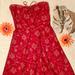 J. Crew Dresses | J Crew Beach Red Tube/Halter Floral Midi Dress Sz4 | Color: Red/Tan | Size: 4