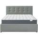 Ensemble lit coffre 140x190 en tissu gris clair + matelas Memo hr avec tête de lit et sommier à