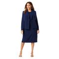 Plus Size Women's 2-Piece Stretch Crepe Single-Breasted Jacket Dress by Jessica London in Navy (Size 28 W) Suit