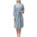 FEOYA Women's Dressing Gown Cotton Lightweight Robe Ladies Bathrobe V-neck Sleepwear for All Seasons S-XXL (3XL, Style 2-Green)