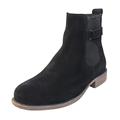 Ivory Castle Women's Boots Suede Leather Flat Chelsea Ankle Boots Ladies Boots With Side Zip - Winter Fashion Ankle Boots For Women Black Size 3