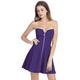 Allegra K Women's Christmas Costume Strapless Exposed Zipper Front Tube Mini Party A-Line Dress Purple 16