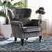Armchair - Rosdorf Park Amierah Classic & Traditional Grey Velvet Fabric Upholstered & Dark Brown Finished Wood Armchair Wood/Velvet | Wayfair