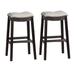 29 Inch Wooden Bar Stool with Upholstered Cushion Seat, Set of 2 - 29 H x 13.8 W x 18 L