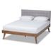 Devan Mid-Century Modern Fabric Upholstered Walnut Brown Finished Wood King Size Platform Bed