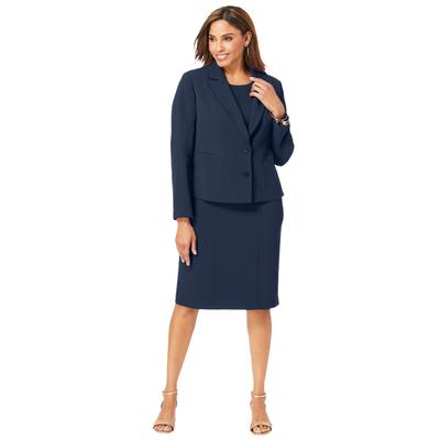 Plus Size Women's 2-Piece Stretch Crepe Single-Breasted Jacket Dress by Jessica London in Navy (Size 26 W) Suit