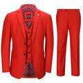 Mens 3 Piece Suit in Red Smart Formal Wedding Party Retro Tailored Fit Jacket[SUIT-JROSS-RED-52,UK/US 52 EU 62,Trouser 46"]