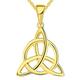 JO WISDOM Women Necklace,925 Sterling Silver Irish Triquetra Celtic Knot Pendant Necklace with Yellow Gold Plated