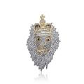 ICEDIAMOND Stunning Ruby Eyes Crown Lion King Necklace, Iced Out CZ Lab Diamond Animal Pendant with Gold Plated Chain, Hip Hop Jewelry for Men
