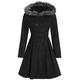 Oliphee Women's Double Breasted Warm Coat Elegent Hooded Trench Coat Mid-Length Trench Coat Wool Blend A-line Style Breasted Overcoat Black M