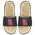 Men's ISlide Black/Tan St. Louis Cardinals Faux Fur Slide Sandals
