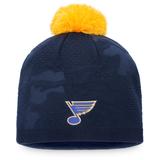 Women's Fanatics Branded Navy/Gold St. Louis Blues Authentic Pro Team Locker Room Beanie with Pom