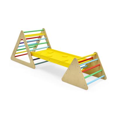 Costway 3 in 1 Wooden Set of 2 Triangle Climber with Ramp for Slid