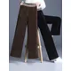 MENGKA-Pantalon décontracté taille haute en velours côtelé pour femme vêtement chaud long