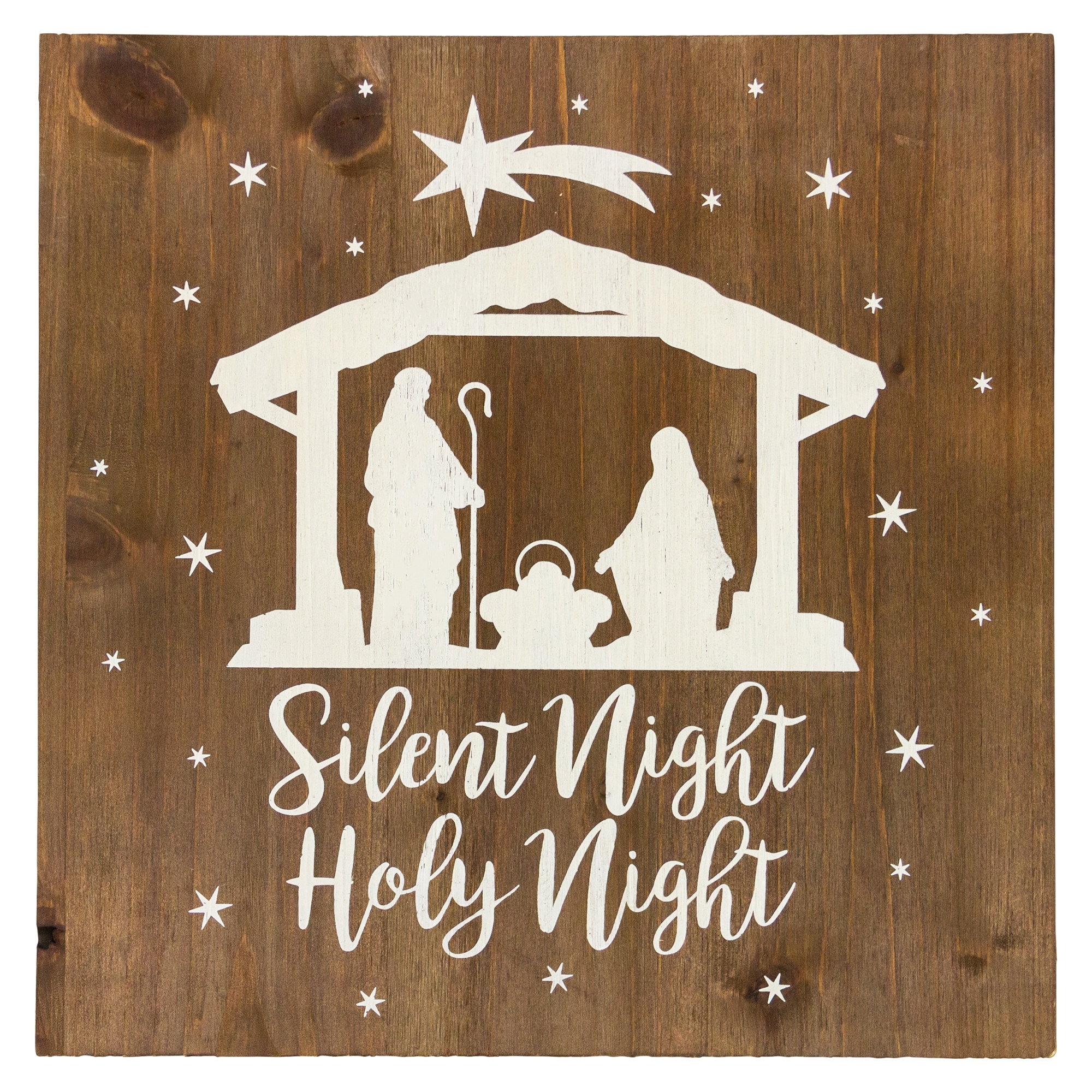 16" Square Nativity Scene Wooden Christmas Plaque