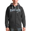 Men's Antigua Charcoal Philadelphia Eagles Wordmark Victory Full-Zip Hoodie