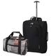 5 Cities Set of 2 Hand Luggage Set Including Ryanair Cabin Approved 21"/55cm Trolley Bag & 40x20x25 Ryanair Maximum Holdall Under Seat Flight Bag (Black + Cities)