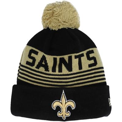 "Youth New Era Black Orleans Saints Proof Cuffed Knit Hat with Pom"