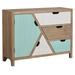 Preston 39"W Natural, Aqua & White 2 Door 3 Drawer Chest - 39"W x 30"H x 14"D