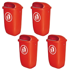 BRB 4 Abfallbehälter/Papierkorb für den Außenbereich, 50 Liter, nach DIN 30713, rot Image