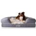 PupLounge Memory Foam Bolster Dog Bed & Topper, 44" L X 34" W, X-Large, White / Brown