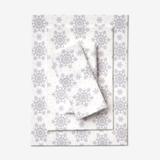 Cotton Flannel Print Sheet Set by BrylaneHome in Gray Snowflake (Size TWIN)