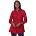 Plus Size Women's Poplin Tunic by Jessica London in Classic Red (Size 36) Long Button Down Shirt