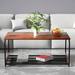 17 Stories Black Steel Frame, Brown Wood Coffee Table w/ Large Storage Shelf Wood/Metal in Black/Brown/Gray | 17.9 H x 41.7 W x 23.6 D in | Wayfair