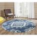 Blue 72 x 72 x 0.25 in Indoor Area Rug - Red Barrel Studio® Hand-Knotted Indigo Area Rug Viscose/Cotton/Wool | 72 H x 72 W x 0.25 D in | Wayfair