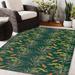 Green/Orange 60 x 0.08 in Area Rug - Red Barrel Studio® Mehar CROTON DARK GREEN Outdoor Rug By Becky Bailey Polyester | 60 W x 0.08 D in | Wayfair