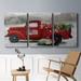 The Holiday Aisle® Americana Red Truck- Premium Gallery Wrapped Canvas - Ready To Hang Canvas, in Black/Blue/Green | 60 H x 120 W x 1 D in | Wayfair