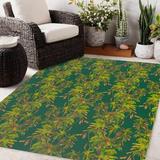 Green/Orange 48 x 0.08 in Area Rug - Red Barrel Studio® RHODODENDRON DARK GREEN Outdoor Rug By Becky Bailey Polyester | 48 W x 0.08 D in | Wayfair