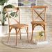 Rosalind Wheeler Fam Mid-Century Modern Woven Rattan & Wood 2-Piece Dining Chair Set Wood in Brown | 35 H x 18.9 W x 21.7 D in | Wayfair