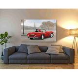 Rosdorf Park 'A Ride In Paris III Car' By Marco Fabiano, Canvas Wall Art Metal in Red | 40 H x 60 W x 1.5 D in | Wayfair