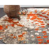 Gray/Orange 79 x 0.35 in Area Rug - Langley Street® Hertzler Abstract Area Rug, Polypropylene | 79 W x 0.35 D in | Wayfair