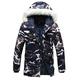Loeay Mens Casual Jacket Plus Size Winter Thick Camouflage Jacket Men's Parka Coat Male Hooded Parkas Jacket Military Army Coat Navy Camo XL