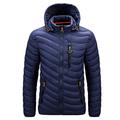 Panegy Men's Casual Winter Down Jacket Warm Lightweight Outdoor Down Jacket with Detachable Hood Navy Blue D Size M