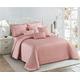 3 Pieces Embossed Soft Quilted Bedspread Comforter Set Pom Pom Bordered Design Bed Throw With Pillow Sham (Blush Pink, Single)