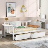 Twin Size Daybed with 2 Drawers&Wood Slat Support,Storage Daybed