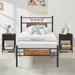 Taomika Mid Century 3-Pieces Bed and Nightstands Sets