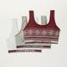 Lucky Brand 3 Pack Fair Isle Seamless Bra in Light Red, Size XL