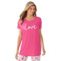 Plus Size Women's Soft PJ Tunic Tee by Dreams & Co. in Peony Petal Love (Size 14/16)