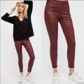 Free People Pants & Jumpsuits | Free People Burgundy Faux Leather Skinny Pants | Color: Red | Size: 27