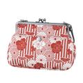 Vintage Kiss Lock Purses and Handbags Crossbody Bag/Made in Japan Japanese Bag Evening Clutch Buckle Purse Shoulder Bag, Small Size / Retro Flower Kimono Cloth Red, S