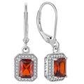 YL Women's Dangle Drop Earrings Sterling Silver Halo Solitaire Square Leverback Earrings Princess Cut Birthstone Jewelry Gifts, Metal, Garnet