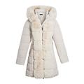 shelikes Women's Winter Warm Coat Faux Fur Hooded Belted Puffa Long Jacket Parka Coats