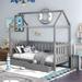 Harper Orchard Twin Size House Bed w/ Drawers, Fence-Shaped Guardrail Wood in Gray | 70 H x 38.6 W x 75 D in | Wayfair